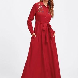 Red Maxi Buttoned Dress